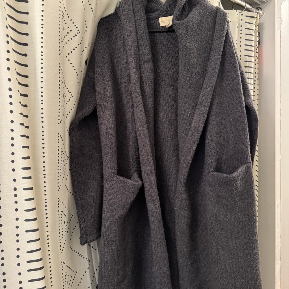 Cozy Charcoal Open-Front Coatigan